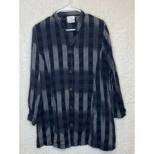 Maxime Zeaberg Toronto Women's  Black Check Lagenlook Jacket Large XL 2